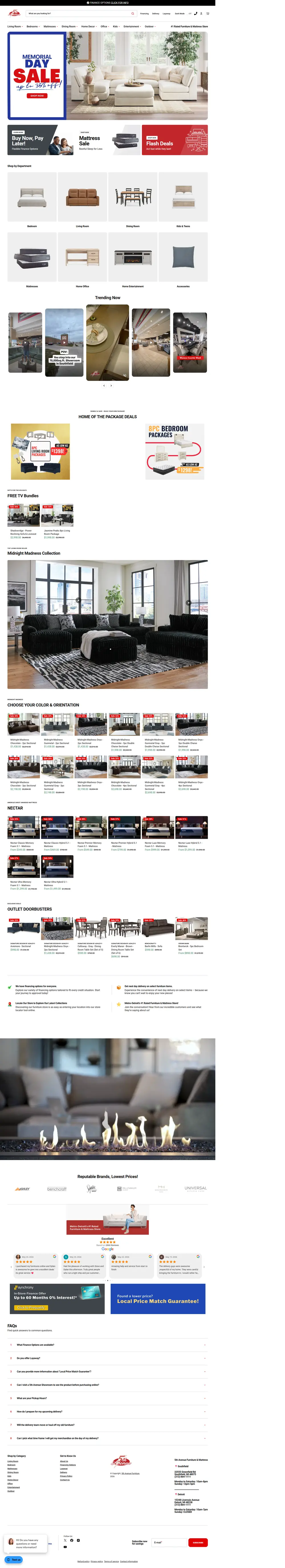 5th Avenue Furniture & Mattresses homepage built by One Tap Media