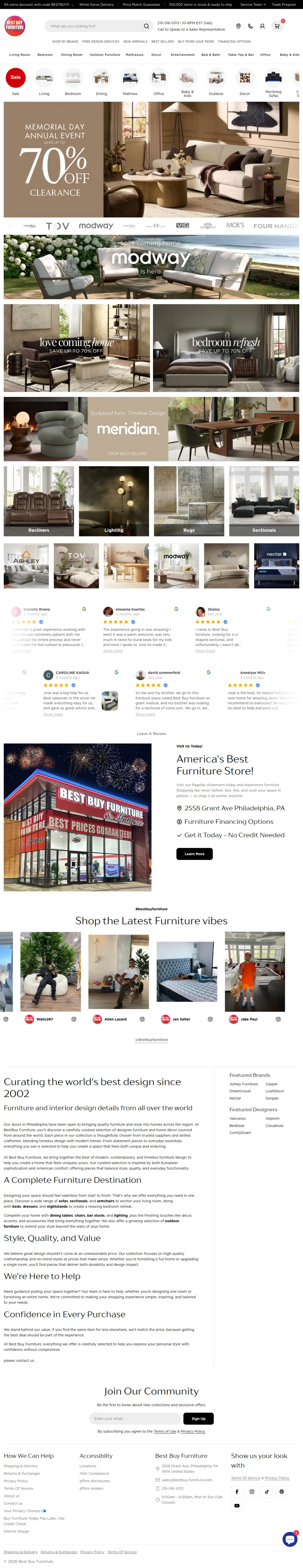 Best Buy Furniture homepage built by One Tap Media