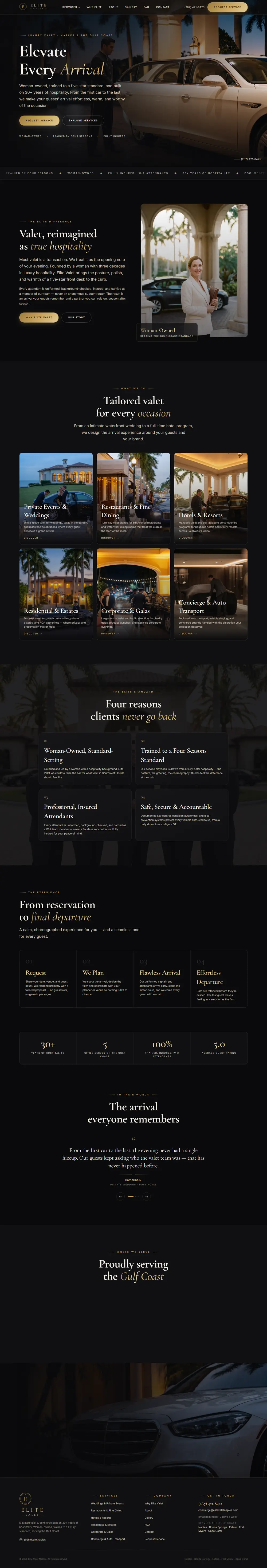 Elite Valet Naples homepage built by One Tap Media