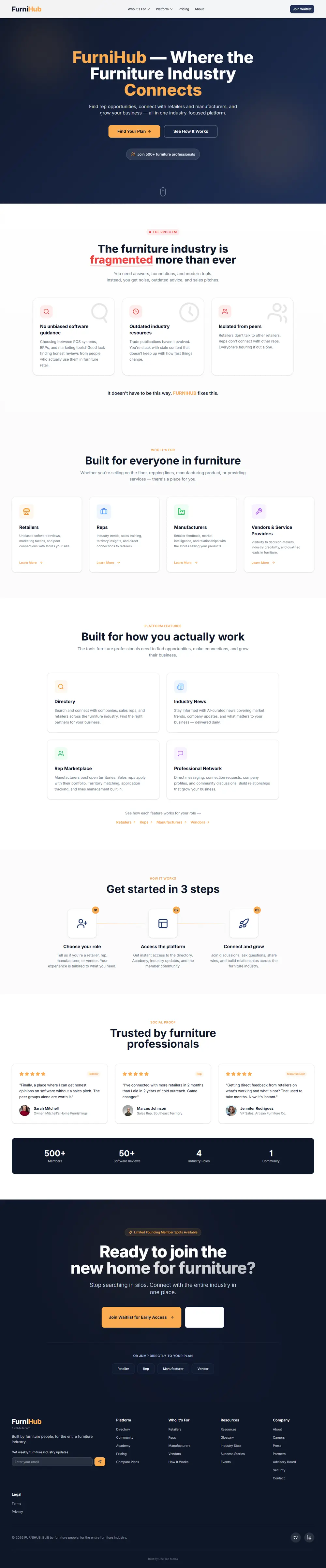 FurniHub homepage built by One Tap Media