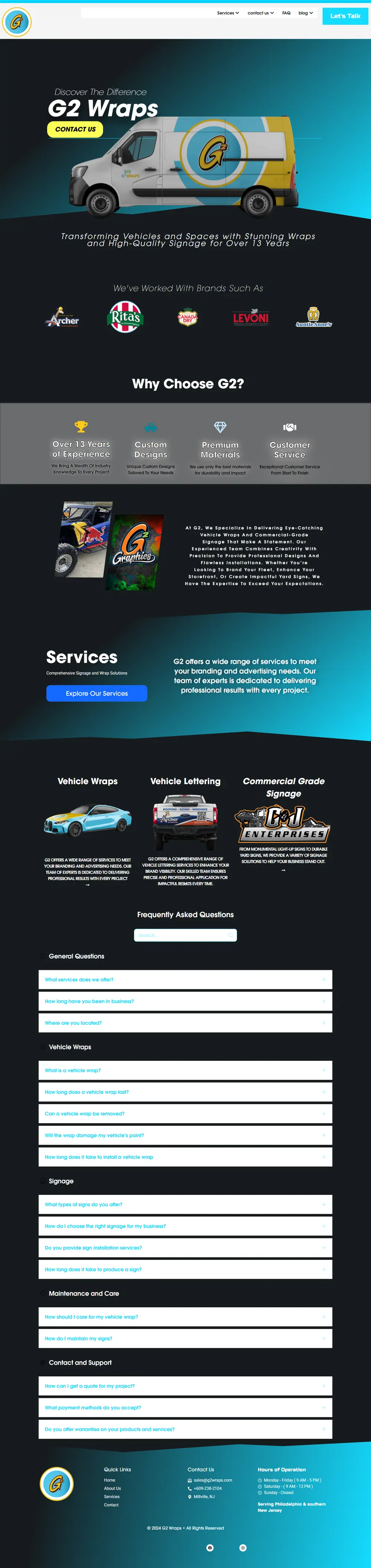 G2 Wraps homepage built by One Tap Media